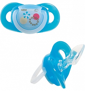 Комплект из 2 силиконовых пустышек серии Safe Dummiies с кольцом и минимальной толщиной у основания 3 мм, размерТ2, 12-36 мес. (Bebe Confort, 30000715)